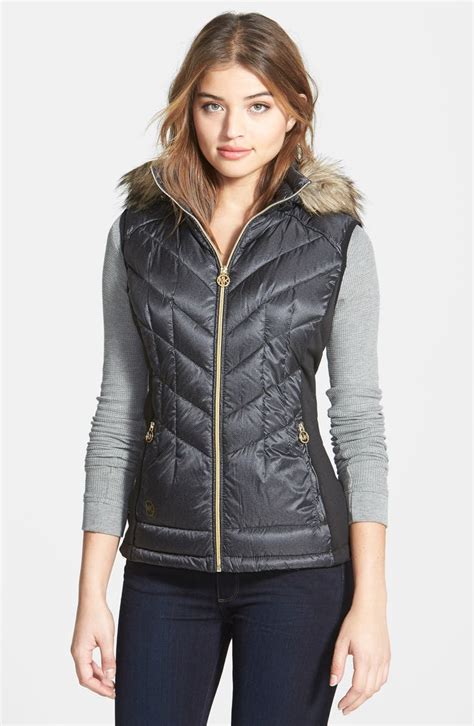 michael kors faux fur trimmed vest|michael kors fur vest.